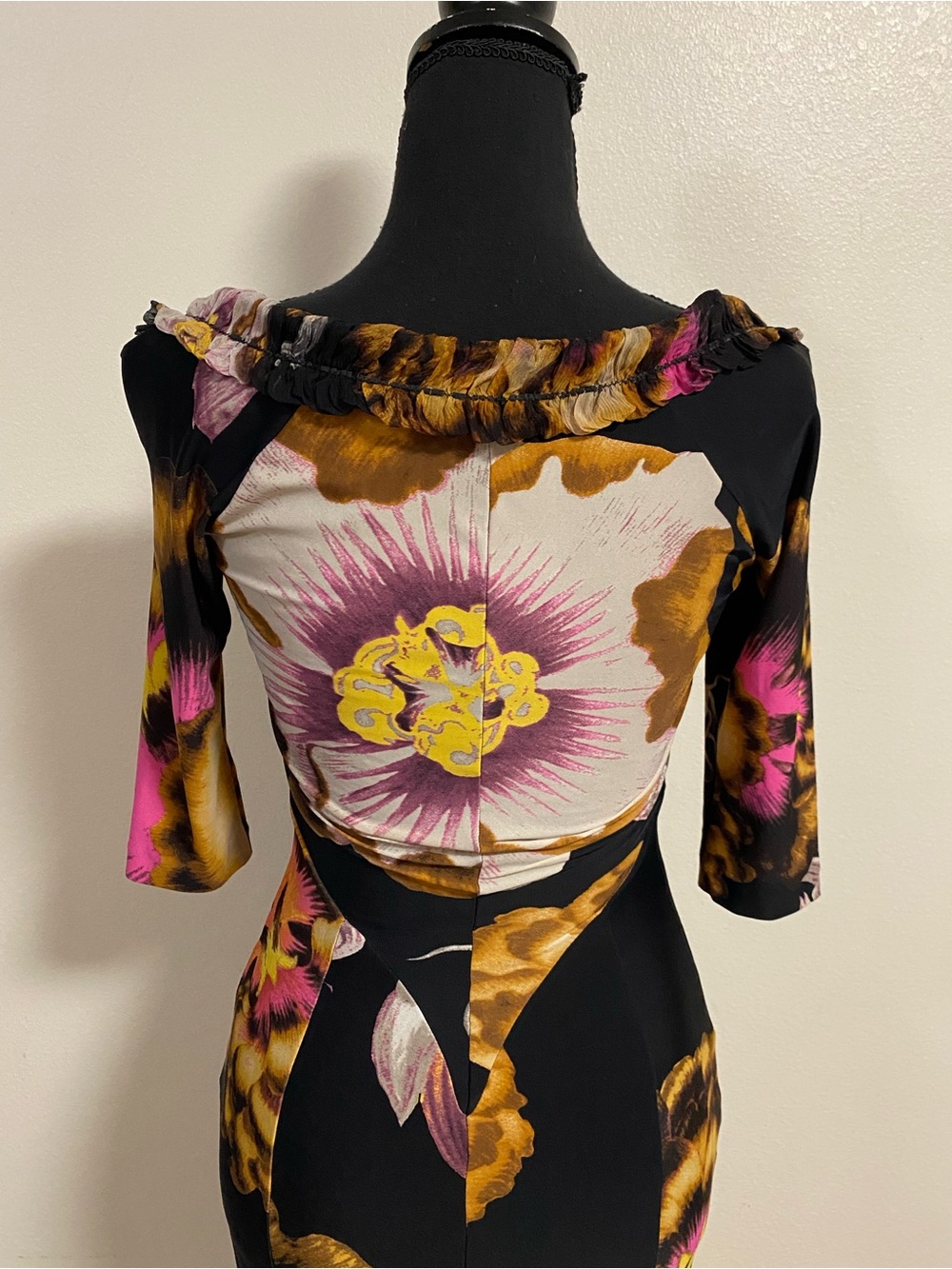 Roberto Cavalli Dress Women Size 6/42/Small Black Floral Midi Dress Vintage Y2K - Picture 7 of 16